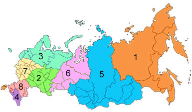 Схема федеральных округов Российской Федерации